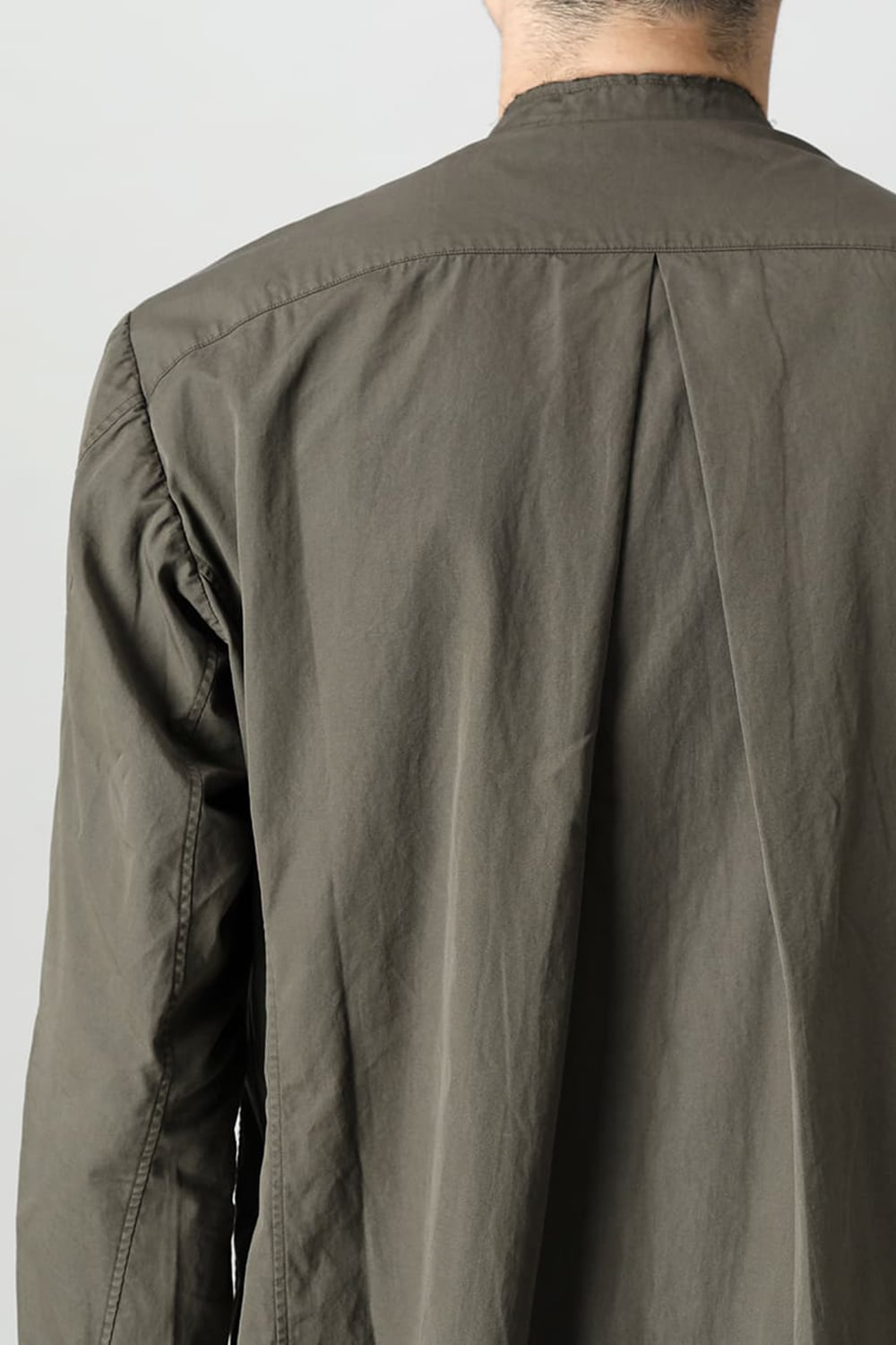 マオカラーシャツ 120/2 フィンクスコットン ダークオリーブ