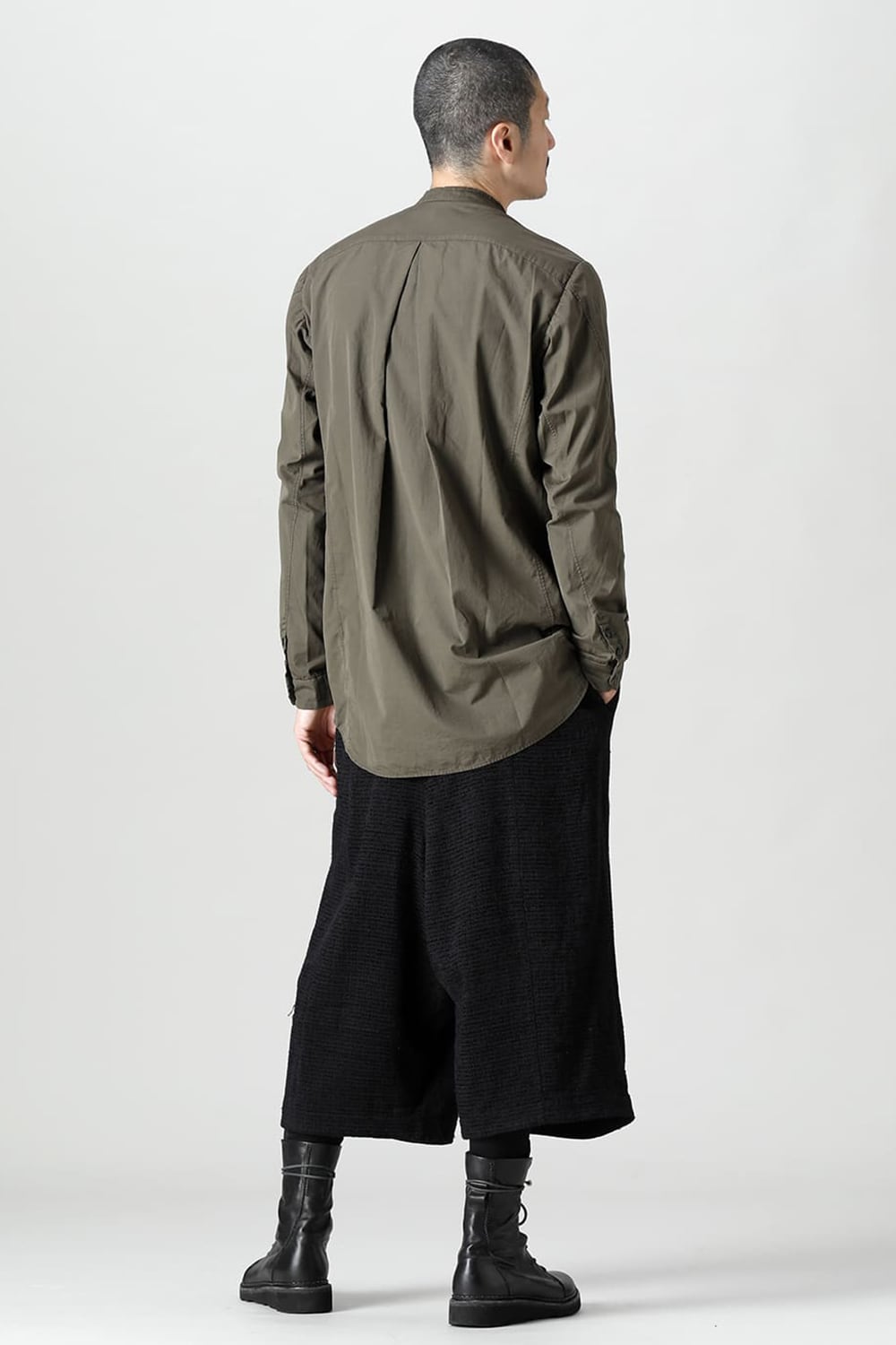 マオカラーシャツ 120/2 フィンクスコットン ダークオリーブ