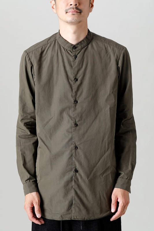 マオカラーシャツ 120/2 フィンクスコットン ダークオリーブ