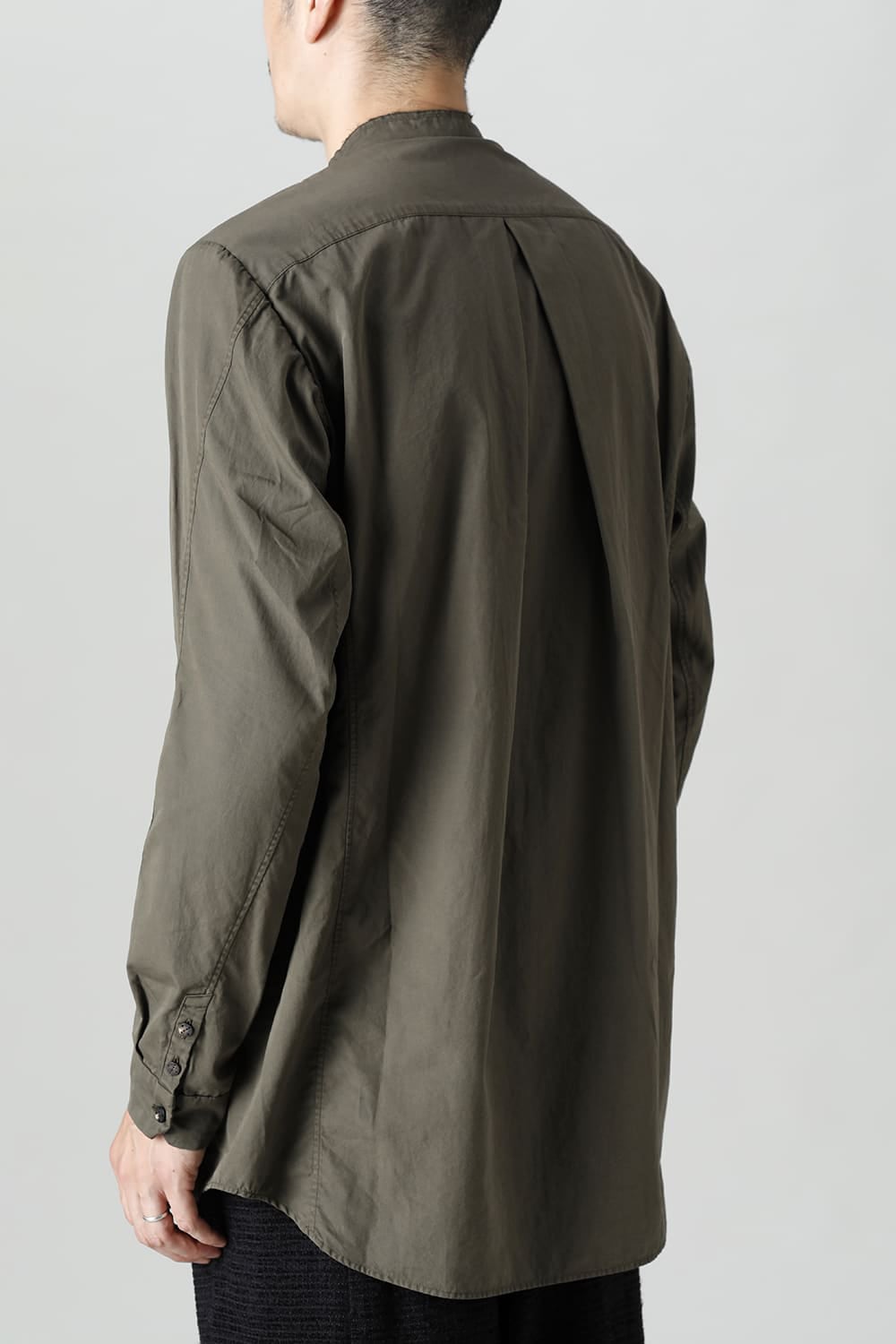 マオカラーシャツ 120/2 フィンクスコットン ダークオリーブ