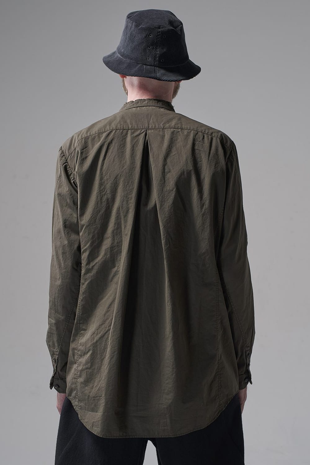 マオカラーシャツ 120/2 フィンクスコットン ダークオリーブ