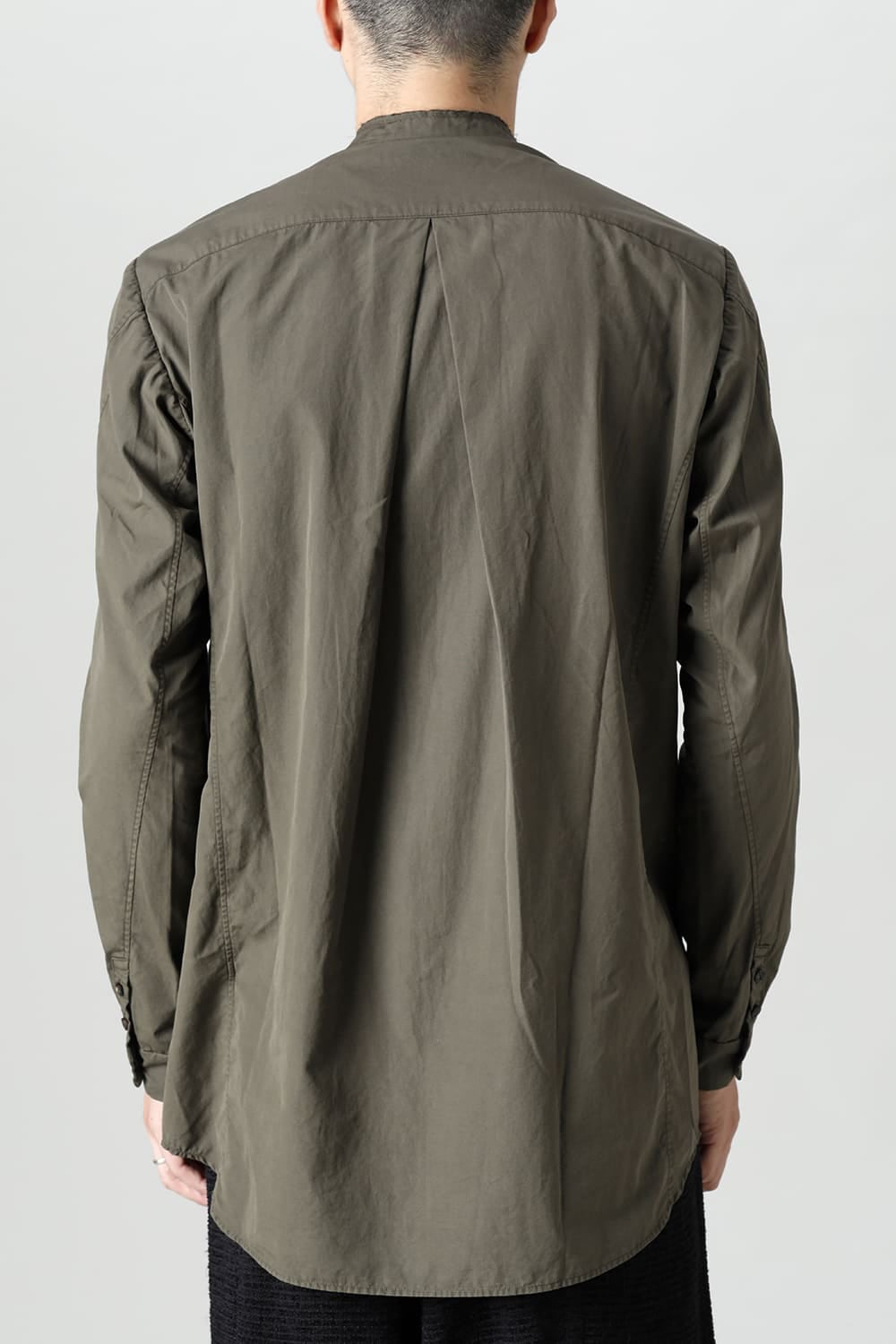 マオカラーシャツ 120/2 フィンクスコットン ダークオリーブ