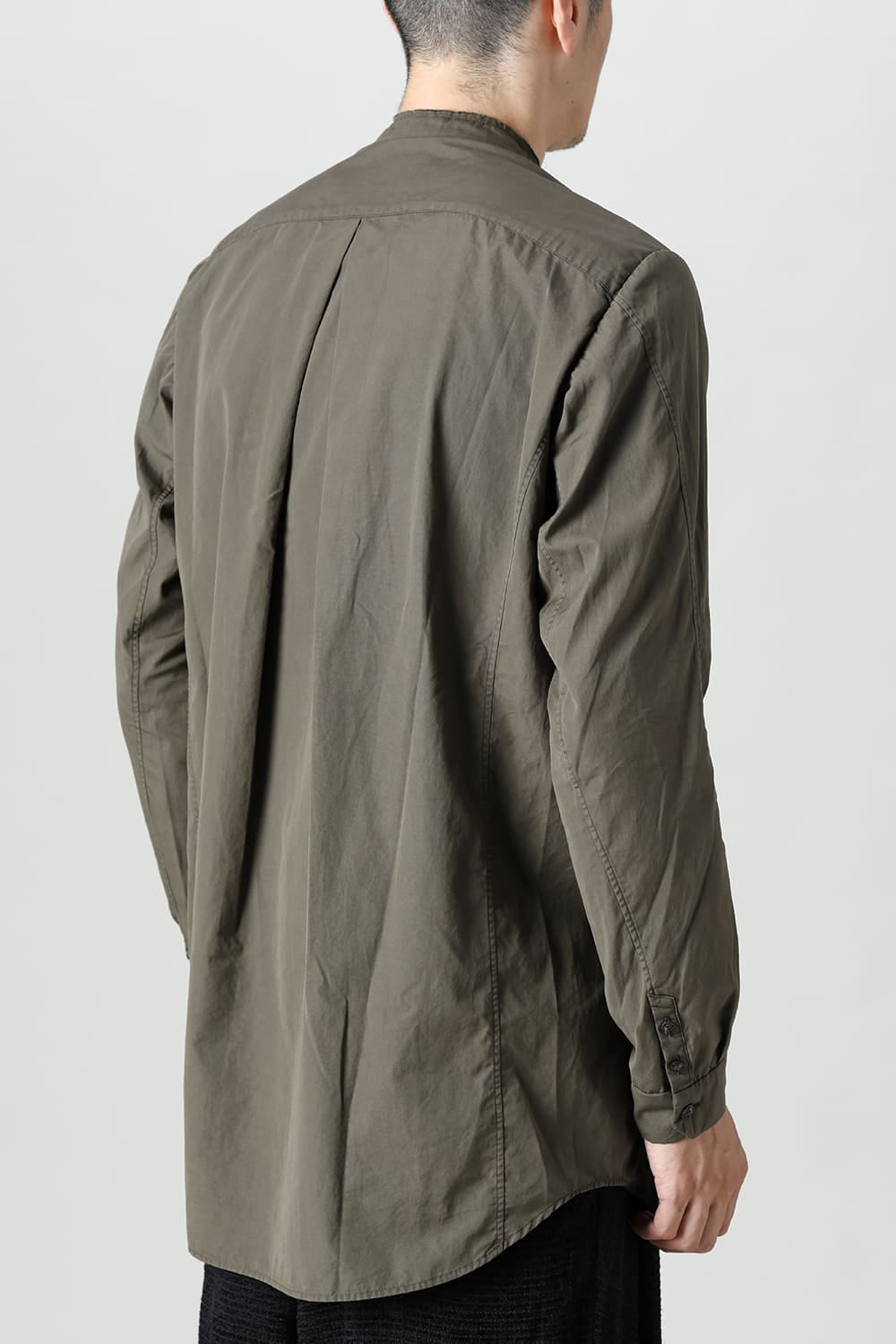 マオカラーシャツ 120/2 フィンクスコットン ダークオリーブ