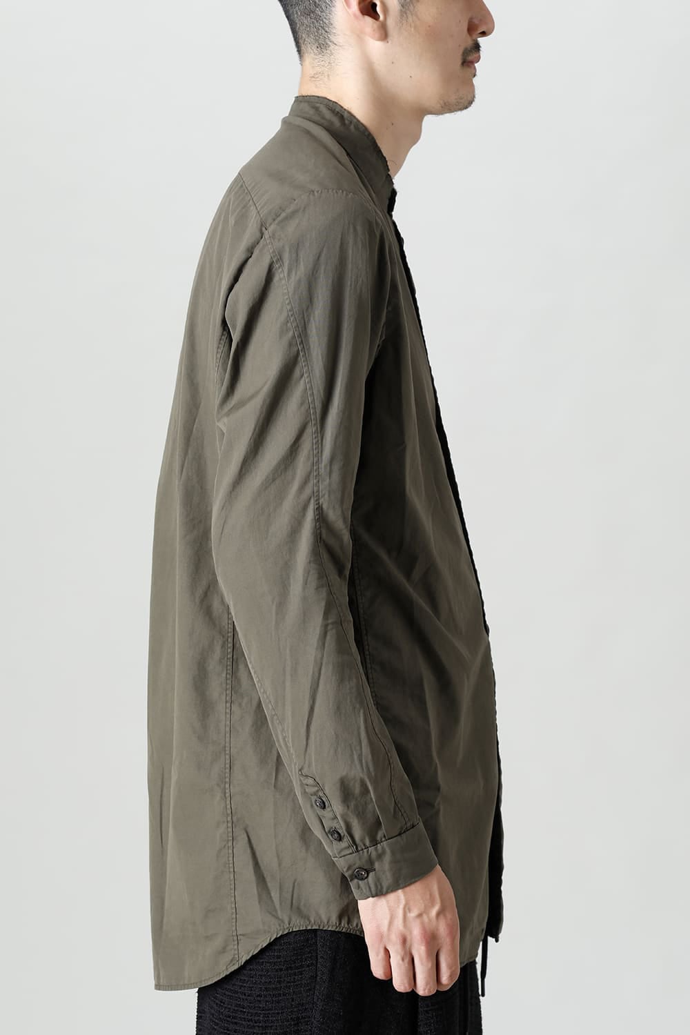 マオカラーシャツ 120/2 フィンクスコットン ダークオリーブ