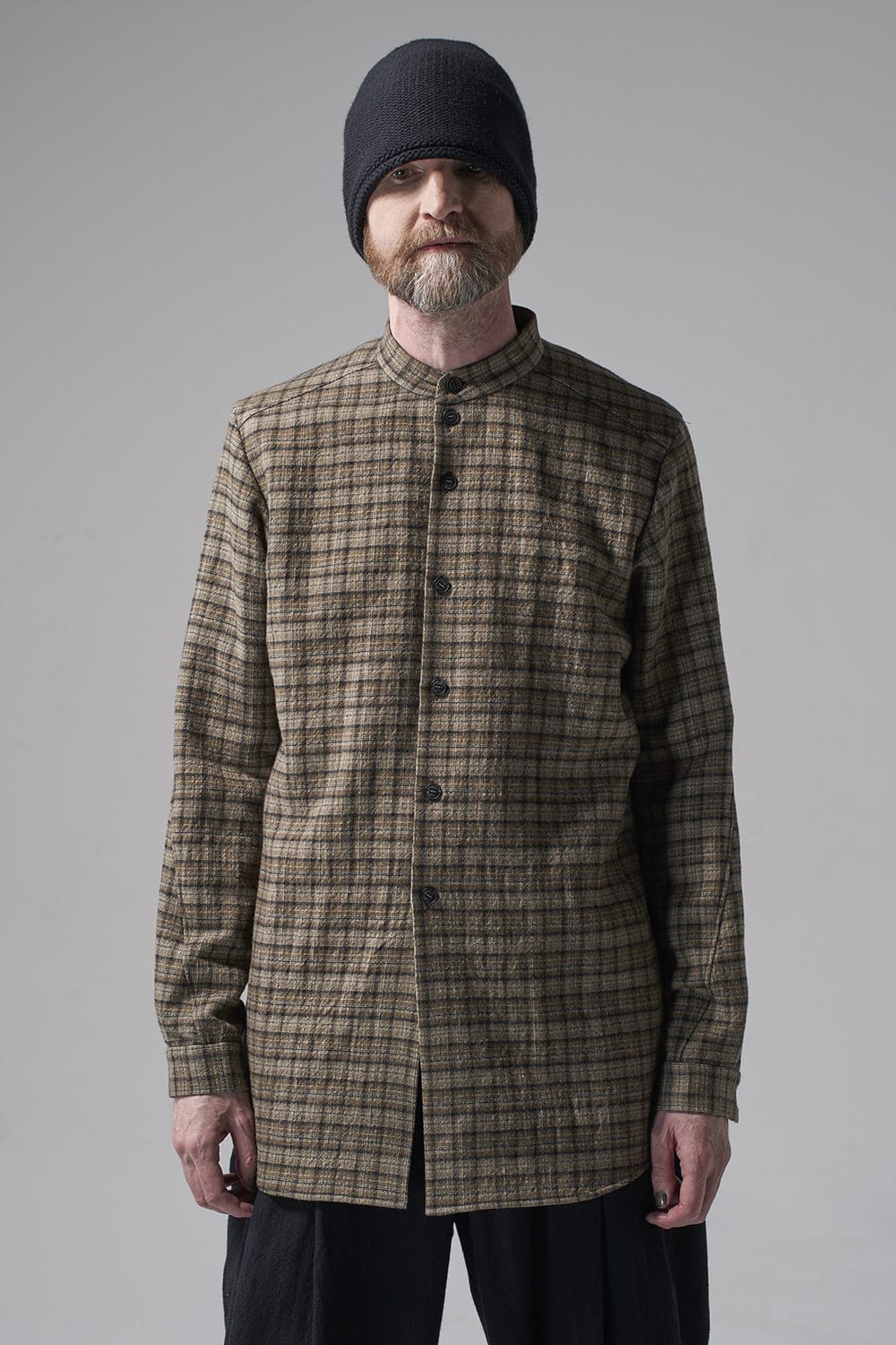 シャツ ヴァージンウール/カナパ チェック