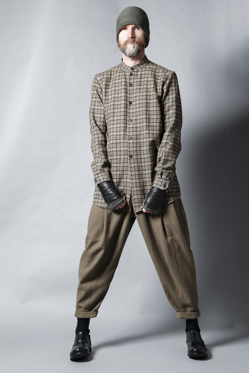 シャツ ヴァージンウール/カナパ チェック