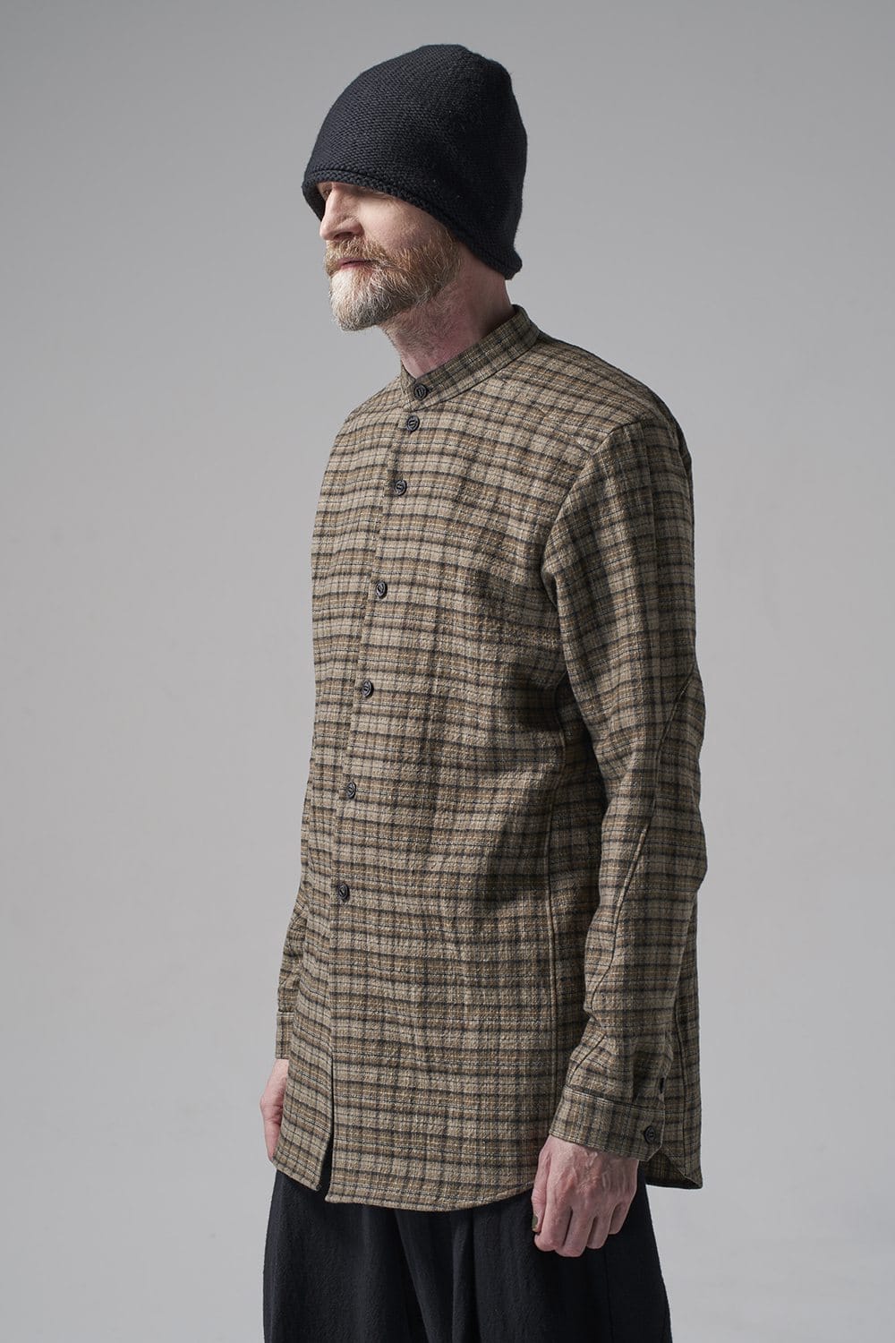 シャツ ヴァージンウール/カナパ チェック