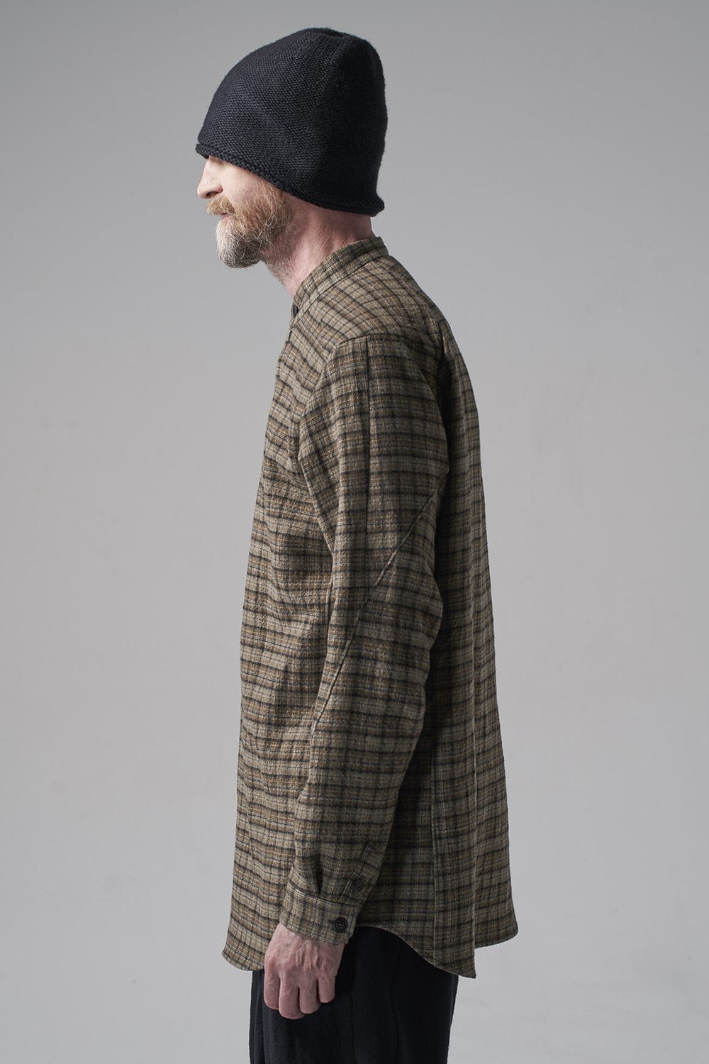 シャツ ヴァージンウール/カナパ チェック