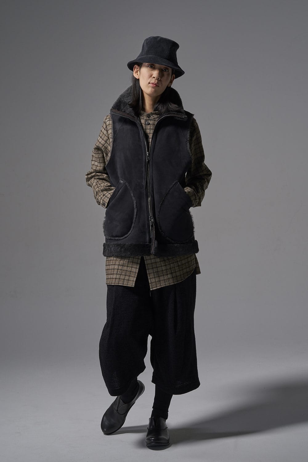 シャツ ヴァージンウール/カナパ チェック