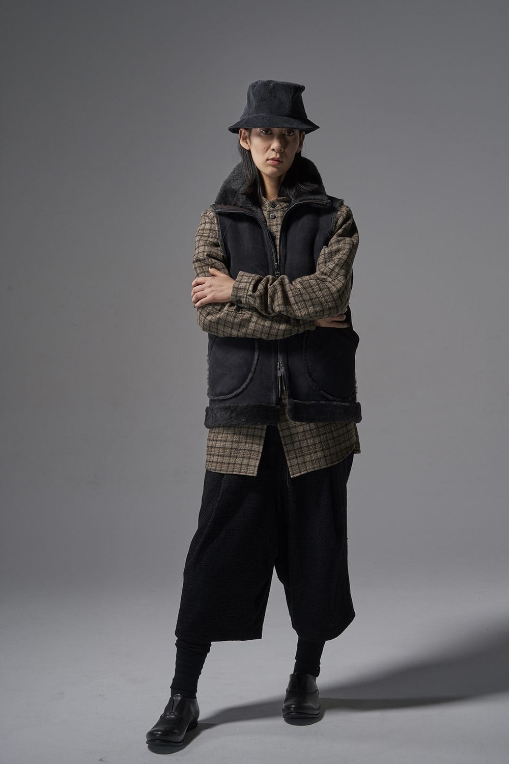 シャツ ヴァージンウール/カナパ チェック