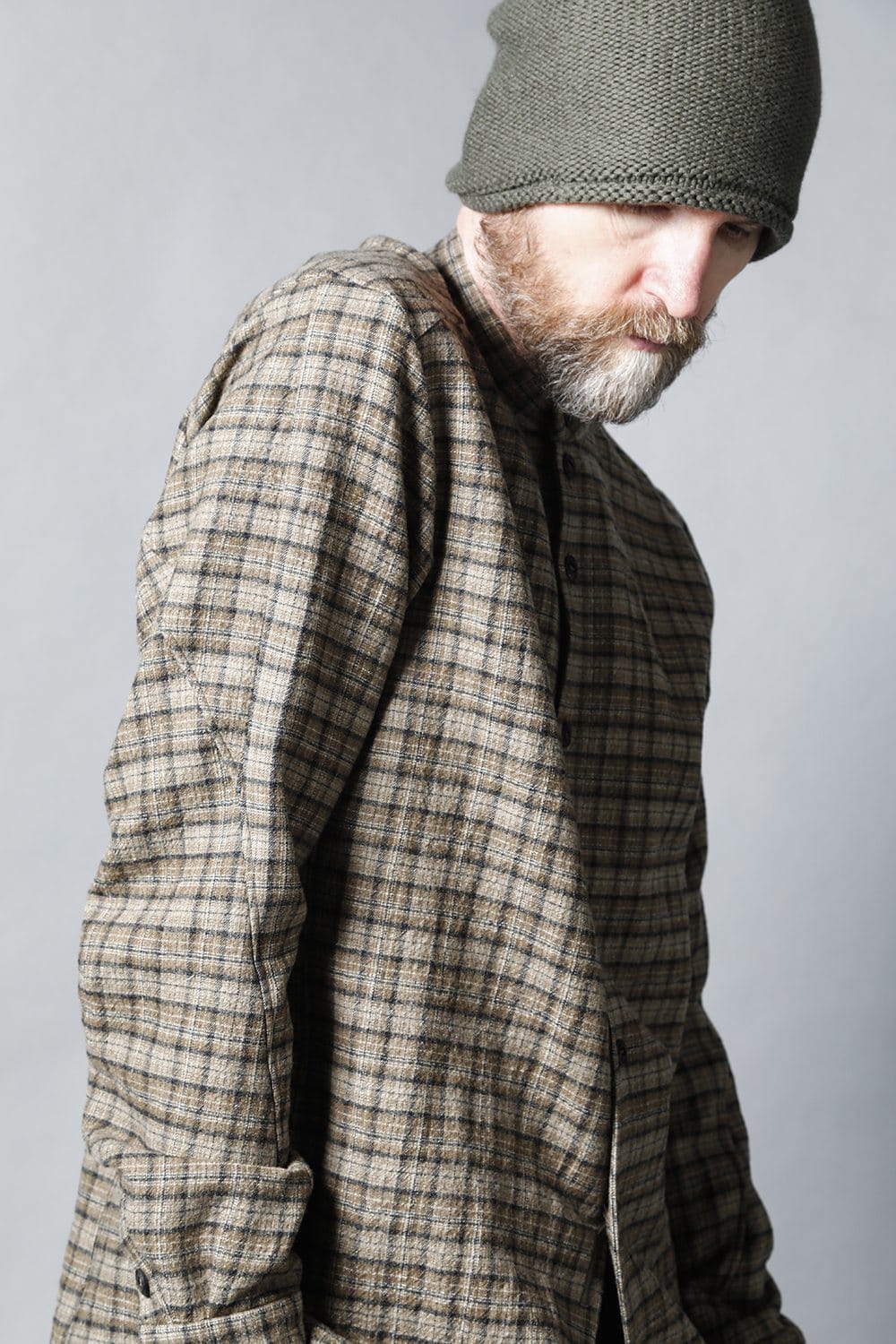 シャツ ヴァージンウール/カナパ チェック