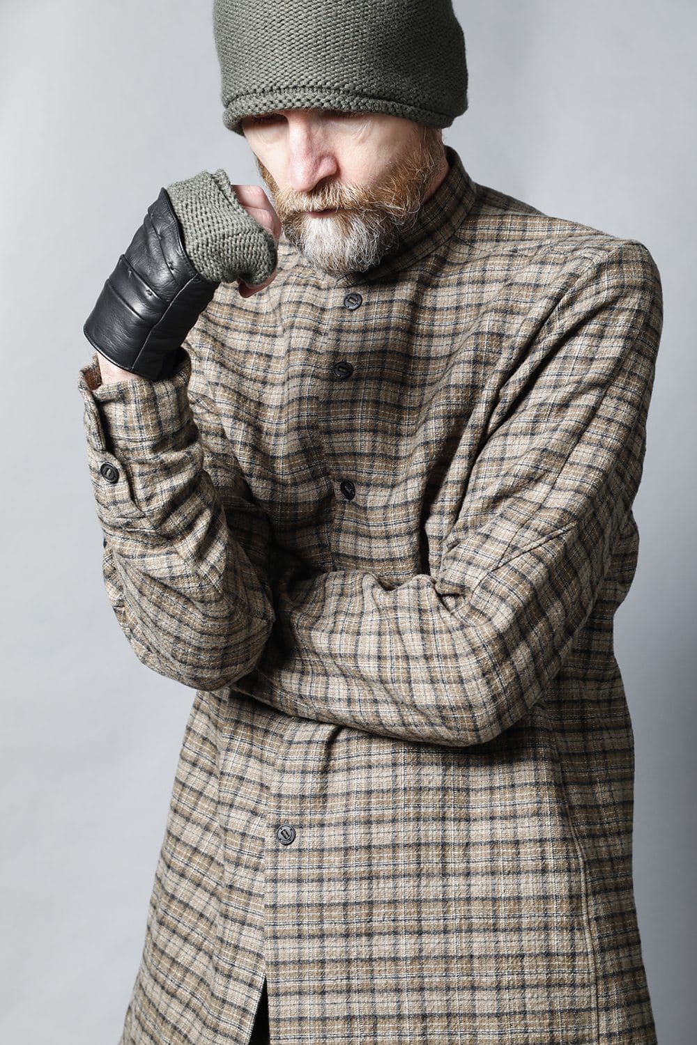 シャツ ヴァージンウール/カナパ チェック