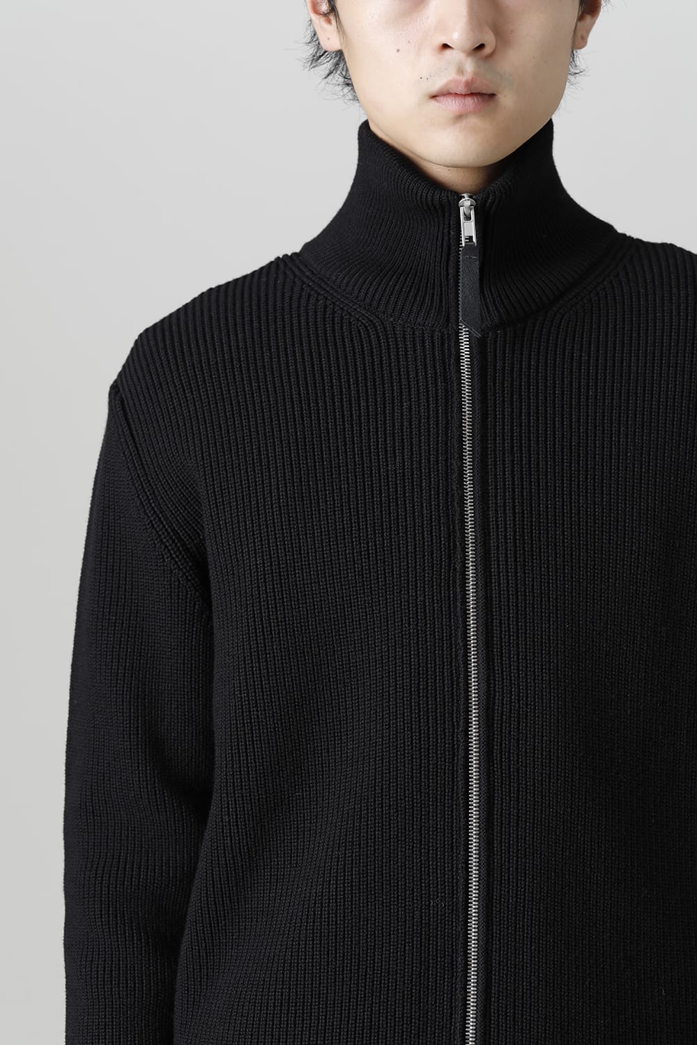 ドライバーズ ジップ アップ ニット Black