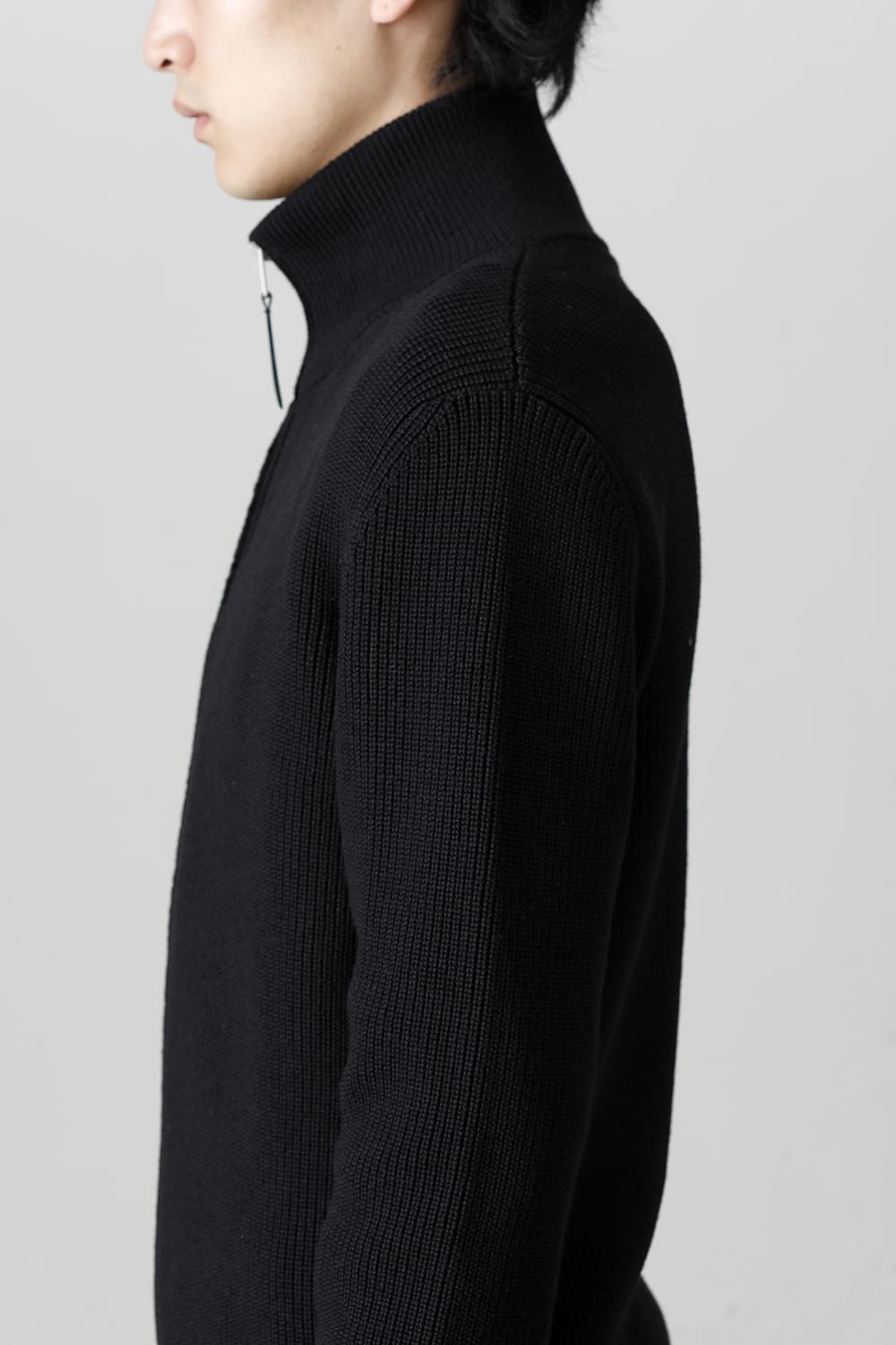 ドライバーズ ジップ アップ ニット Black