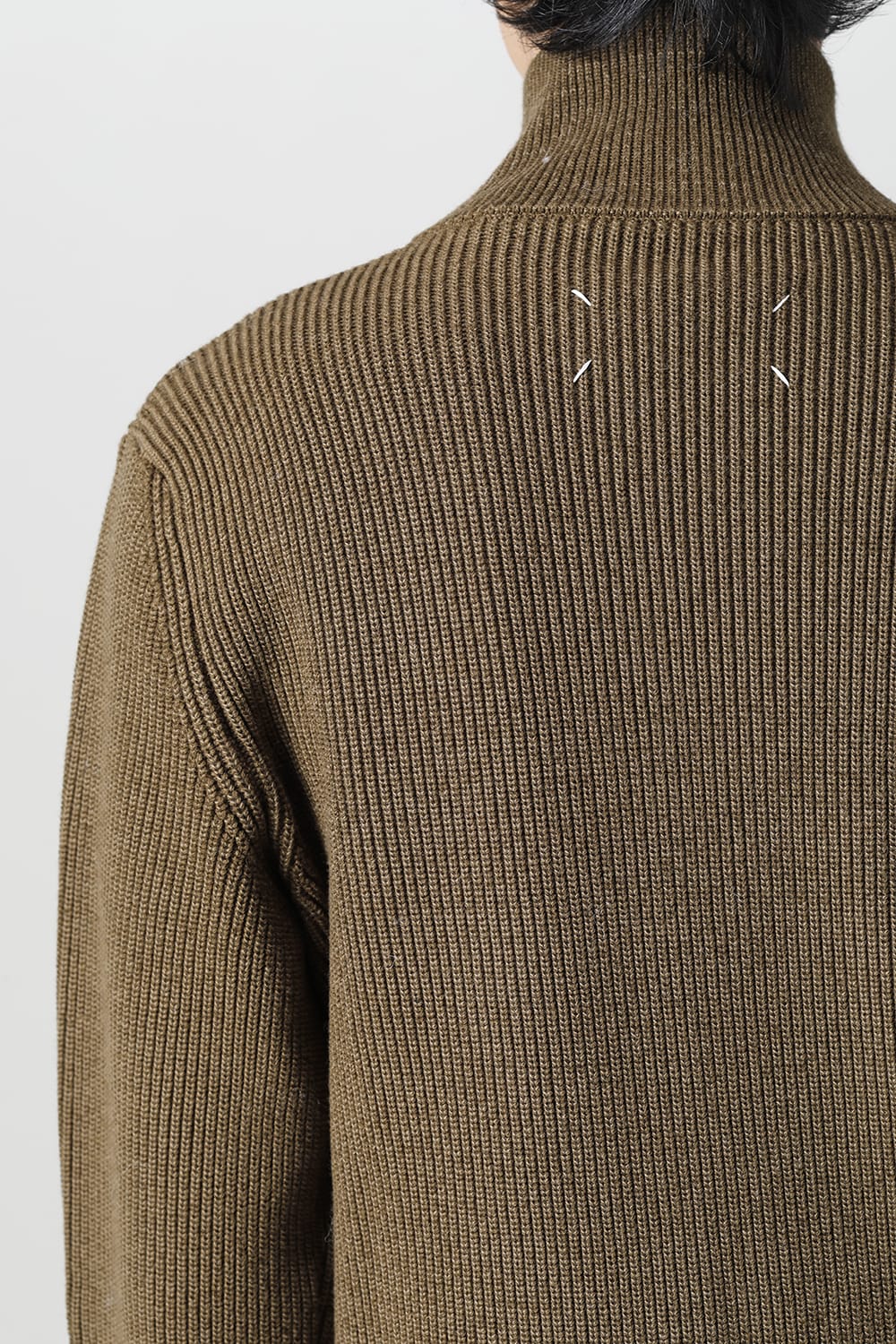 ドライバーズ ジップ アップ ニット Olive