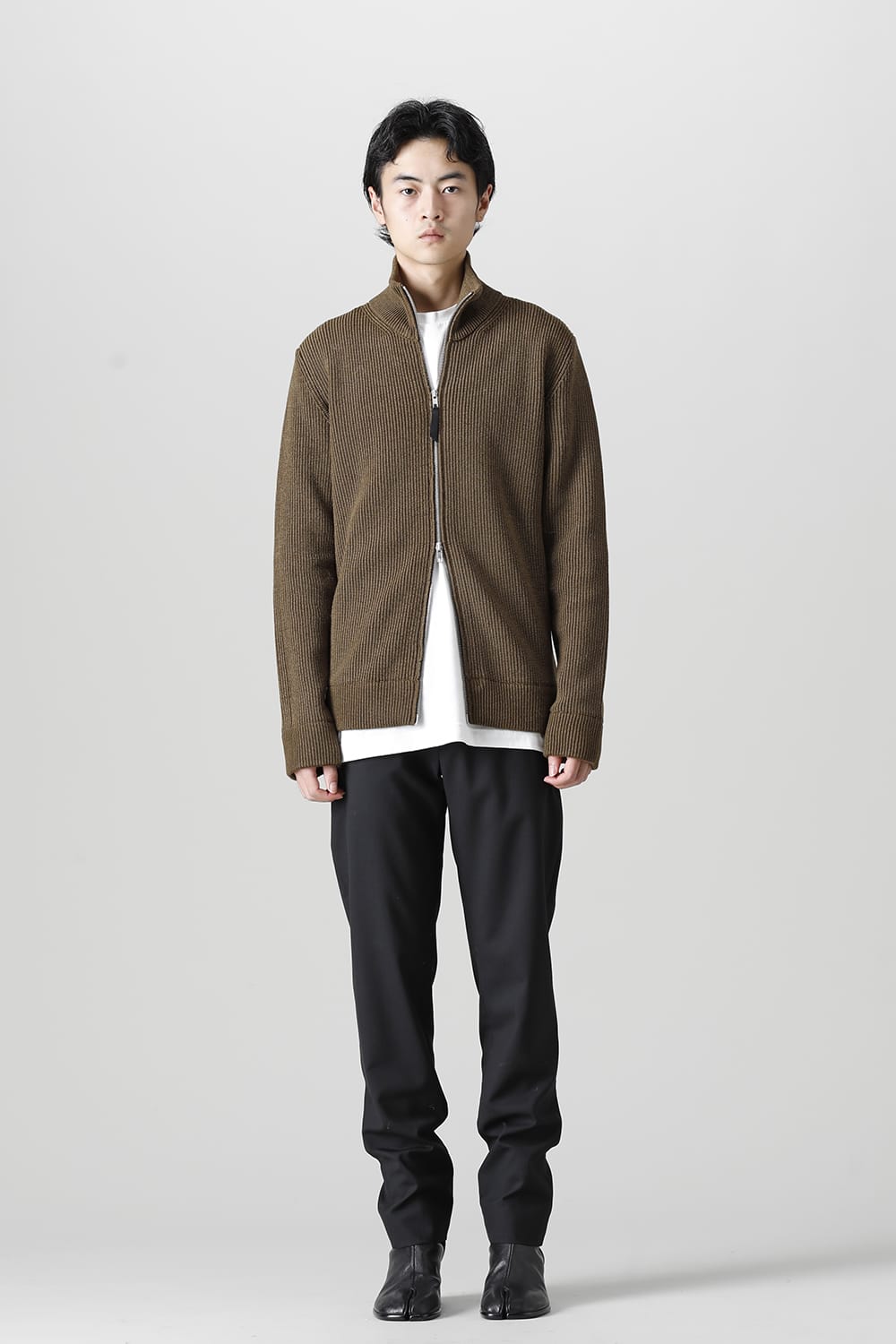 ドライバーズ ジップ アップ ニット Olive