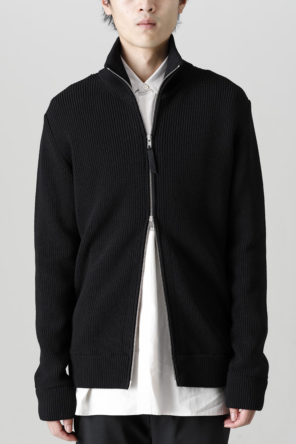 ドライバーズ ジップ アップ ニット Black