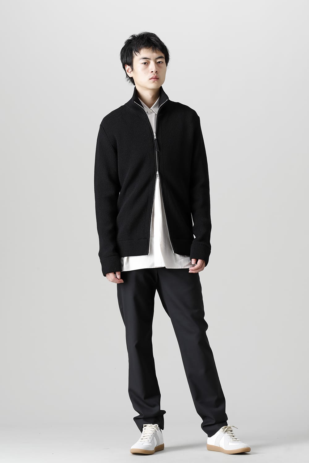 ドライバーズ ジップ アップ ニット Black