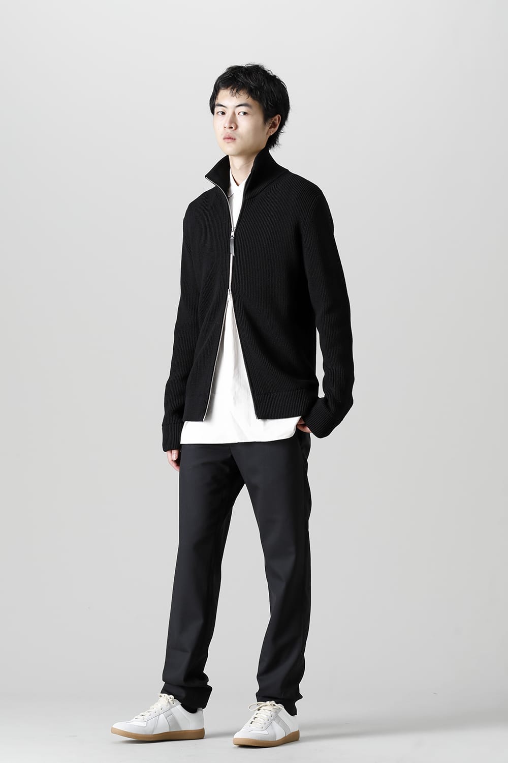 ドライバーズ ジップ アップ ニット Black