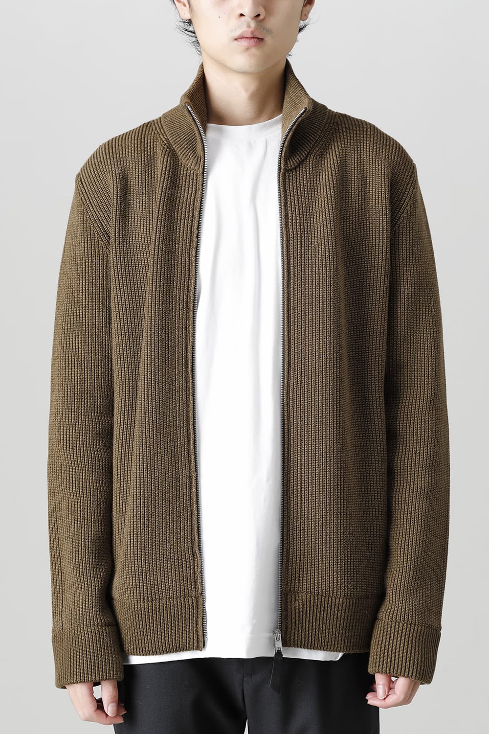 ドライバーズ ジップ アップ ニット Olive