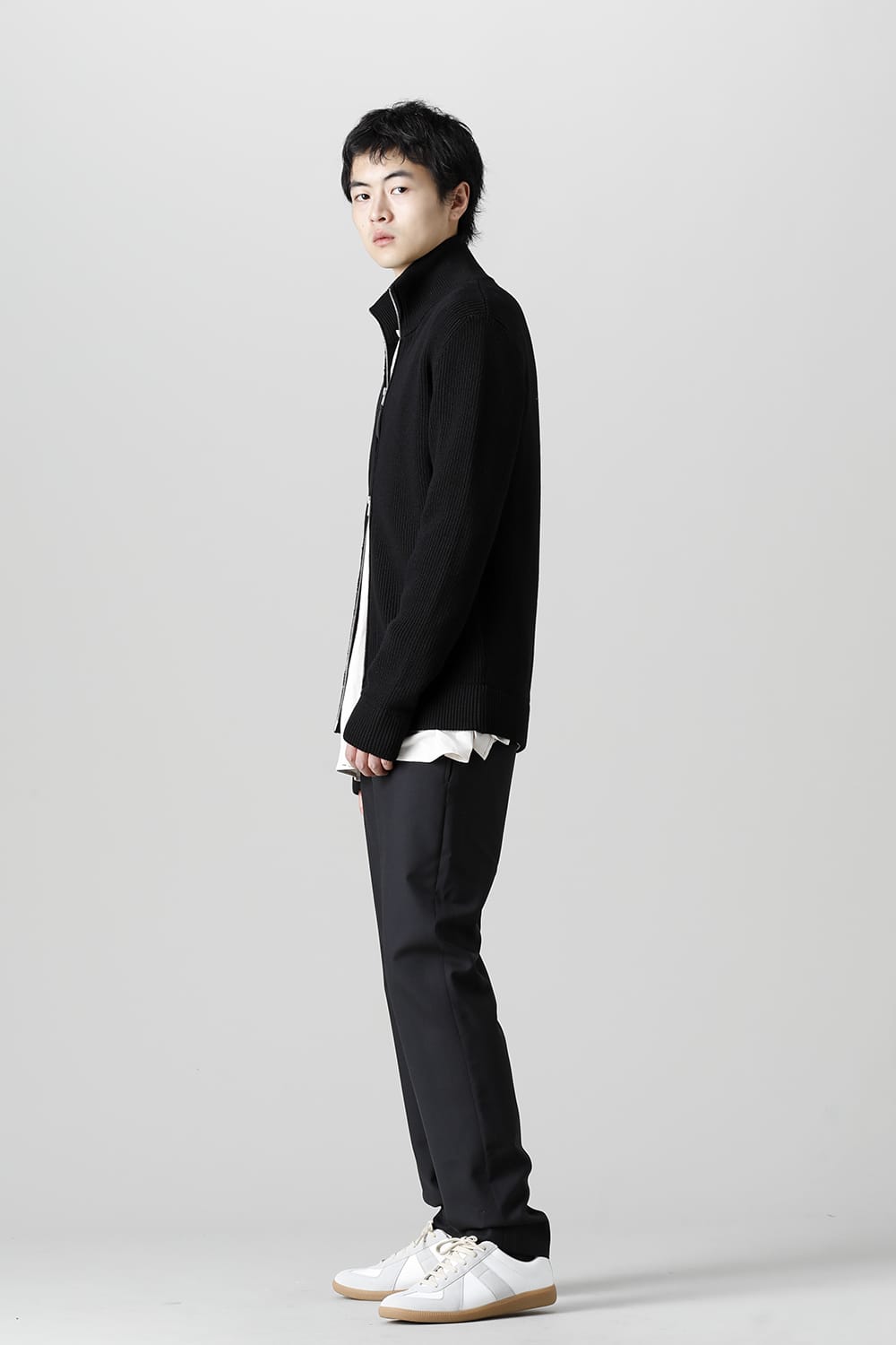 ドライバーズ ジップ アップ ニット Black