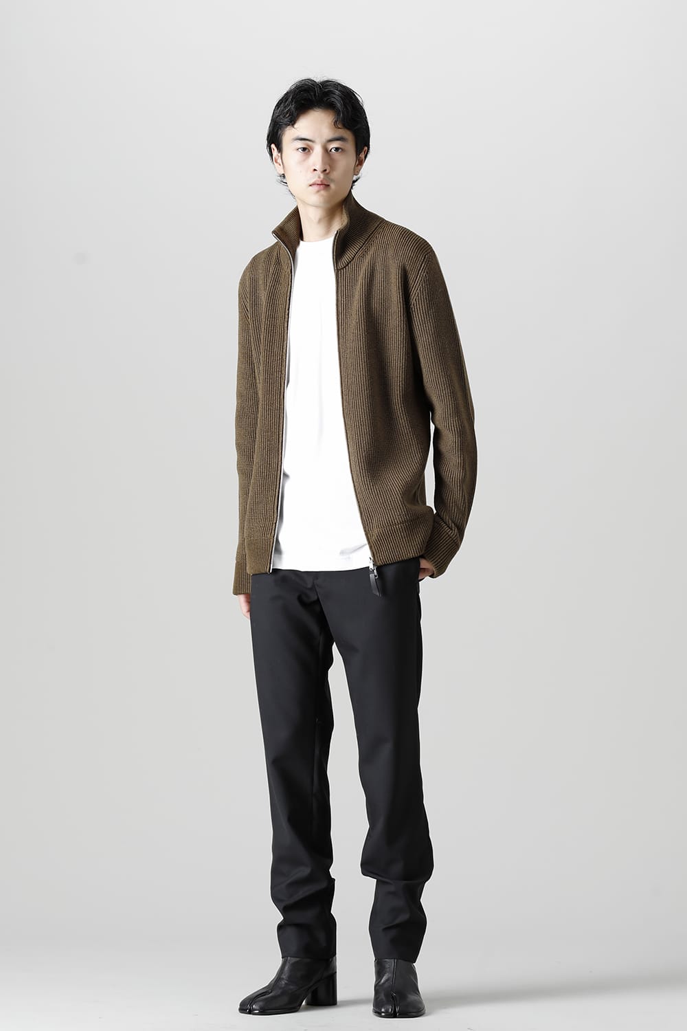 ドライバーズ ジップ アップ ニット Olive