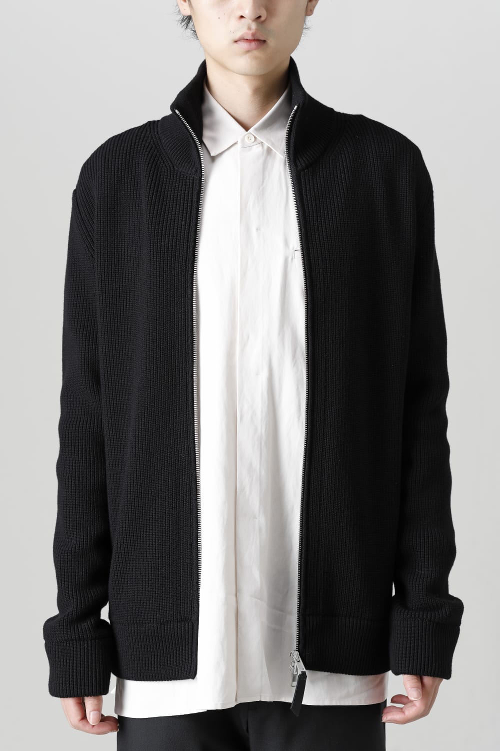 ドライバーズ ジップ アップ ニット Black