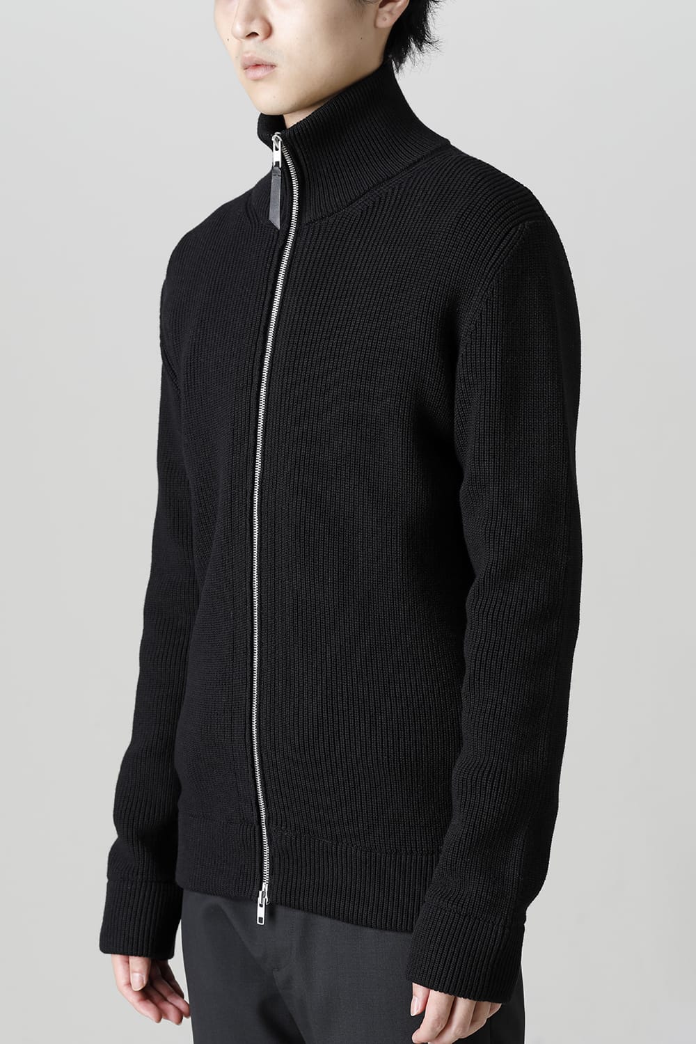 ドライバーズ ジップ アップ ニット Black