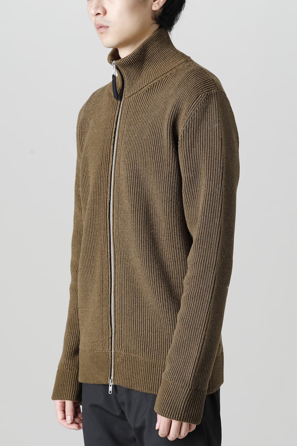 ドライバーズ ジップ アップ ニット Olive