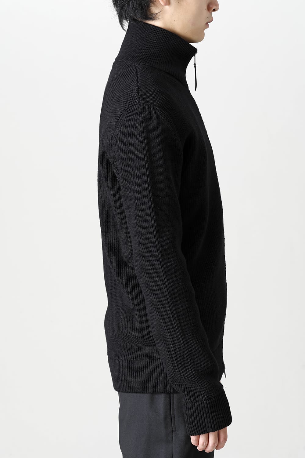 ドライバーズ ジップ アップ ニット Black