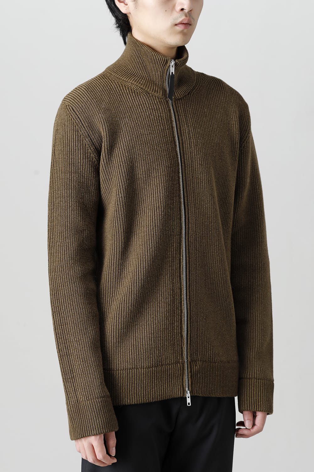 ドライバーズ ジップ アップ ニット Olive