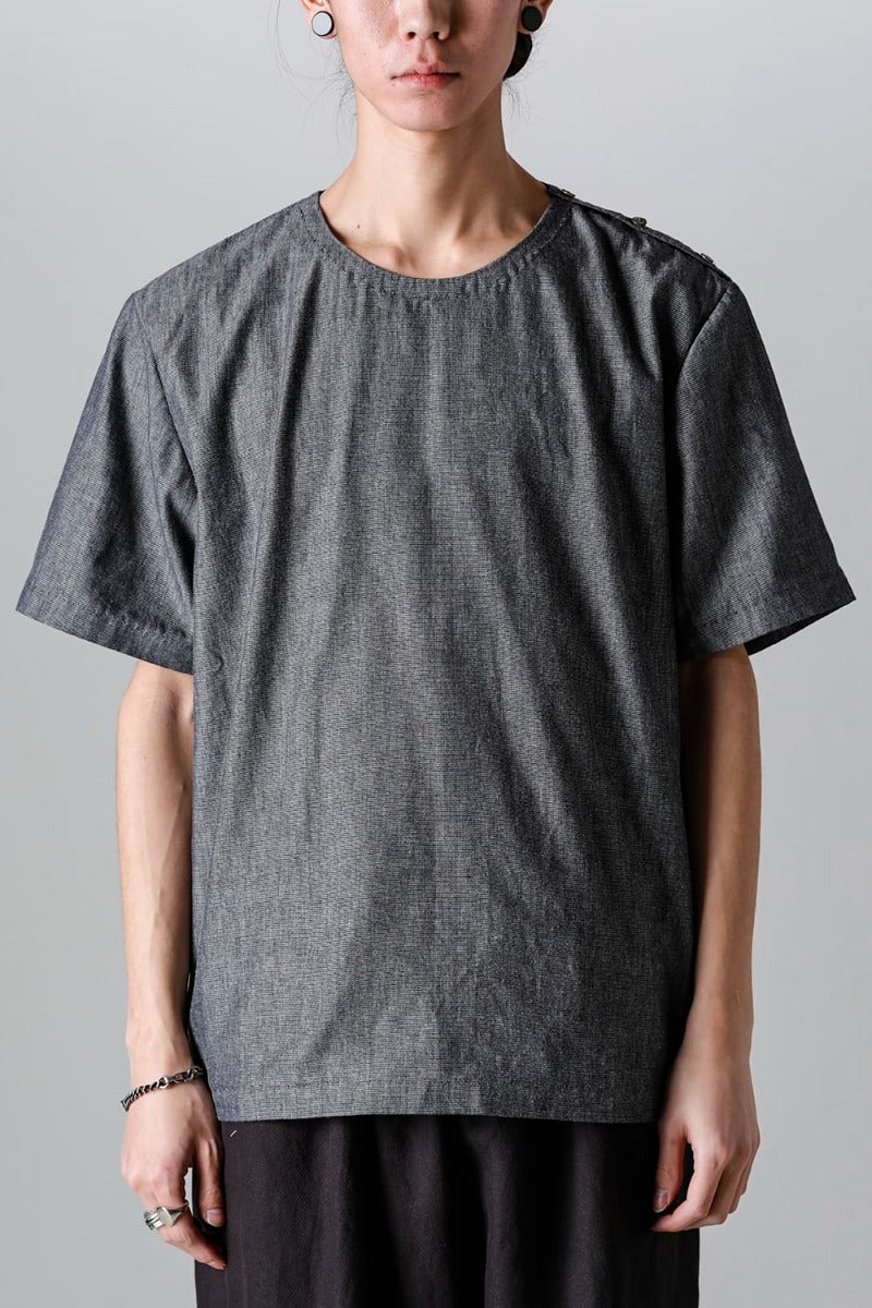 Side Button Tee Grey