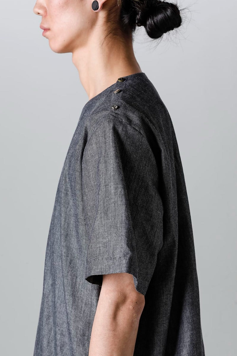 Side Button Tee Grey