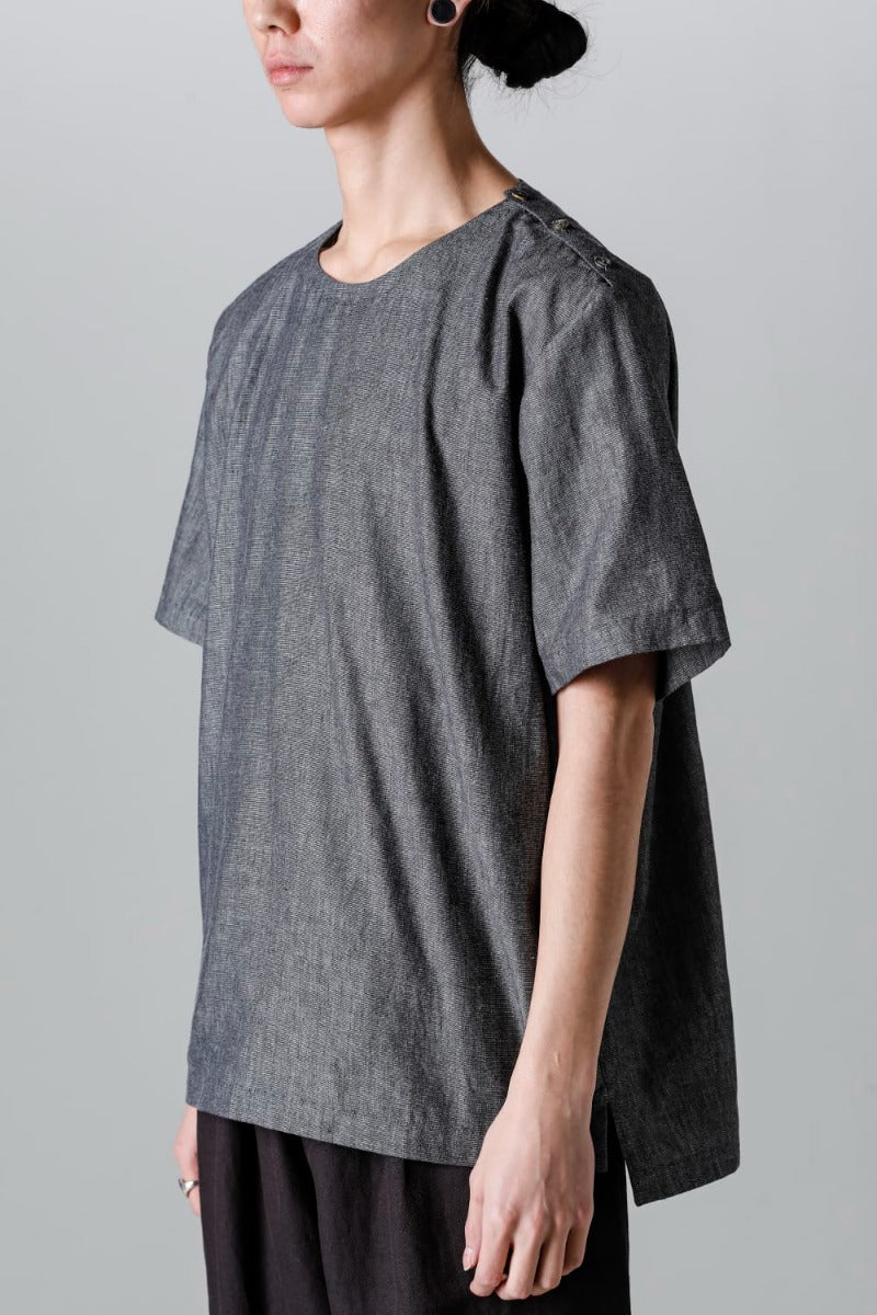 Side Button Tee Grey