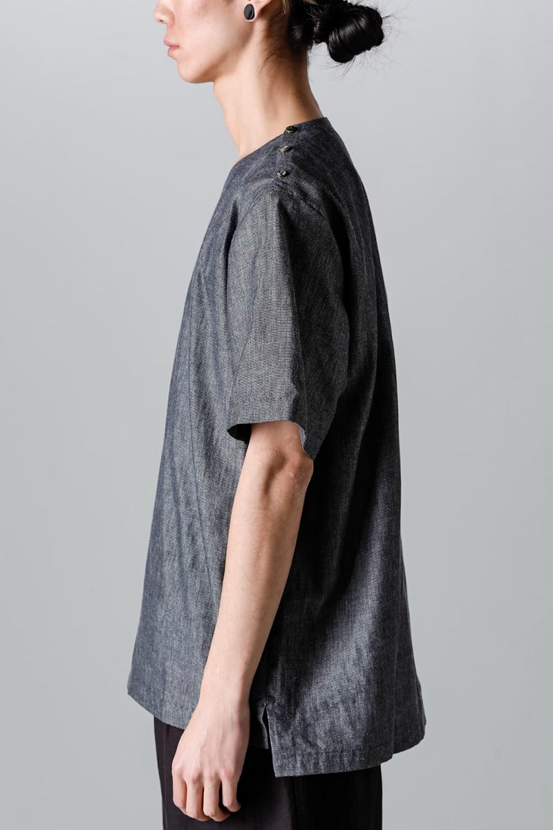 Side Button Tee Grey