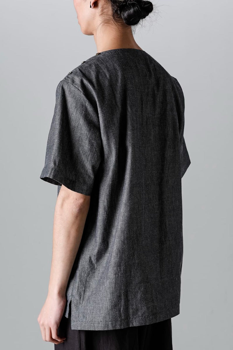 Side Button Tee Grey