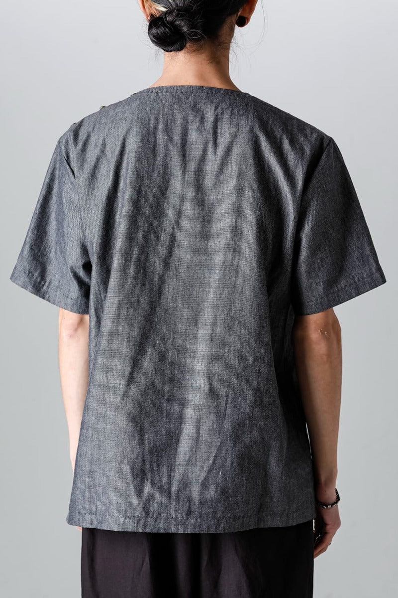 Side Button Tee Grey