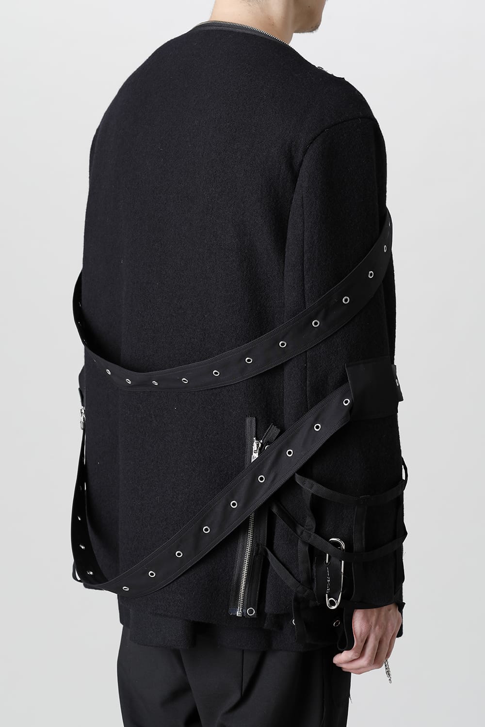 Music Staff Strapped Boat Neck Jacket