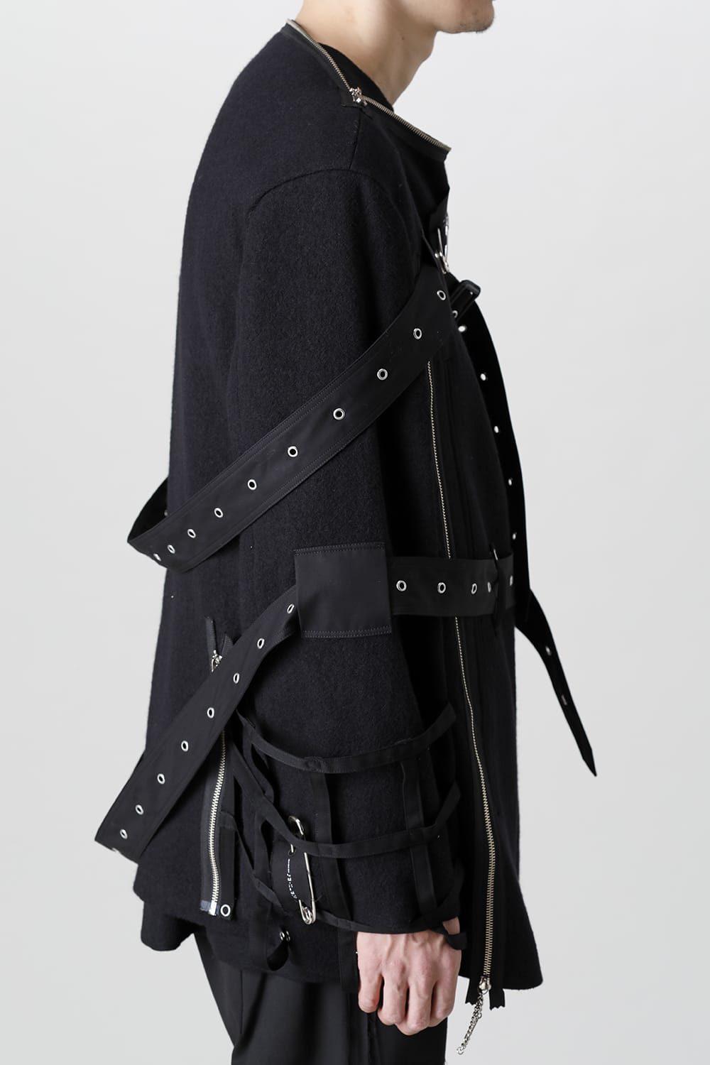 Music Staff Strapped Boat Neck Jacket