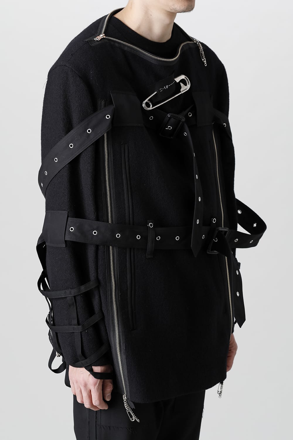 Music Staff Strapped Boat Neck Jacket