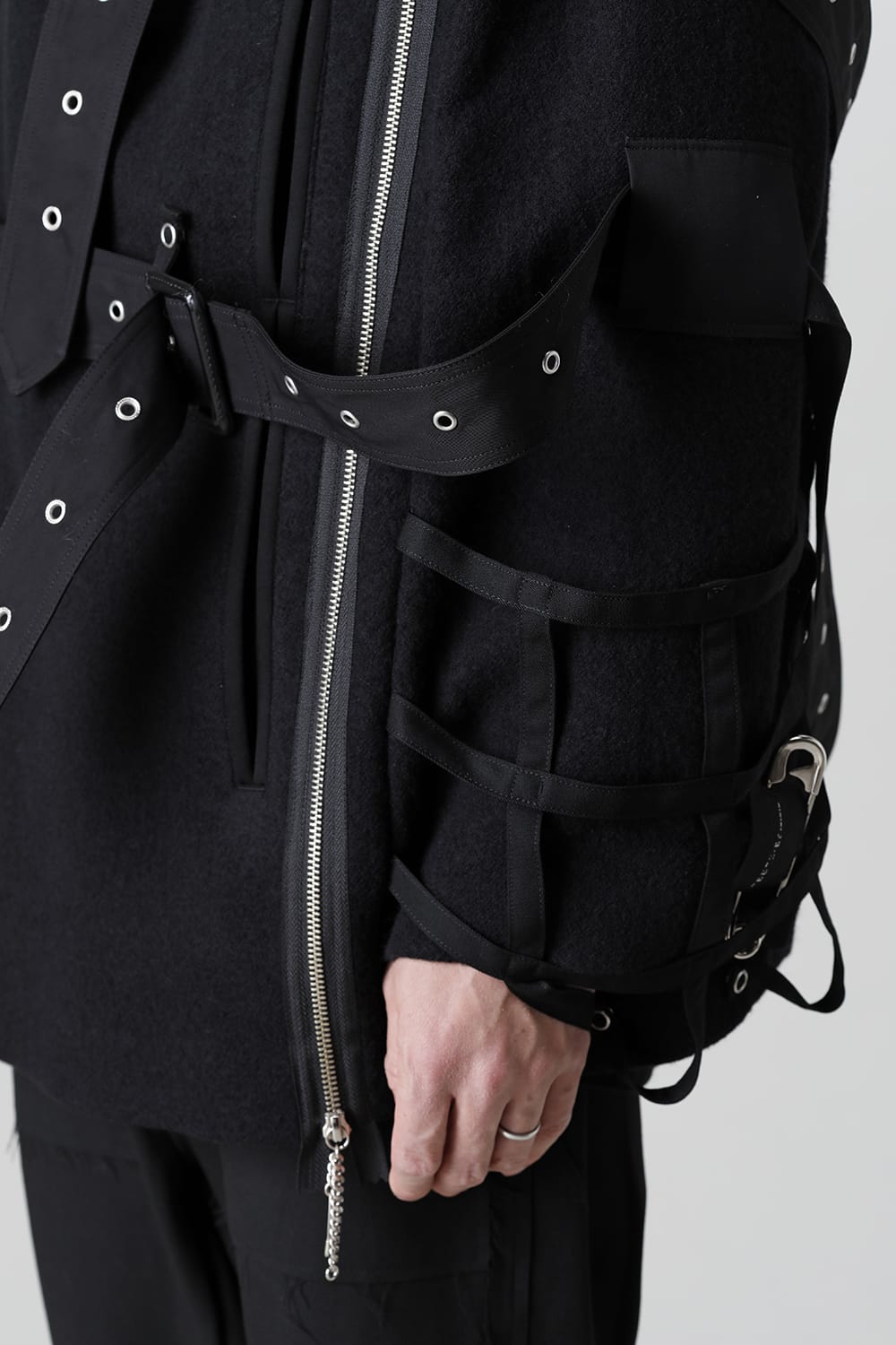 Music Staff Strapped Boat Neck Jacket