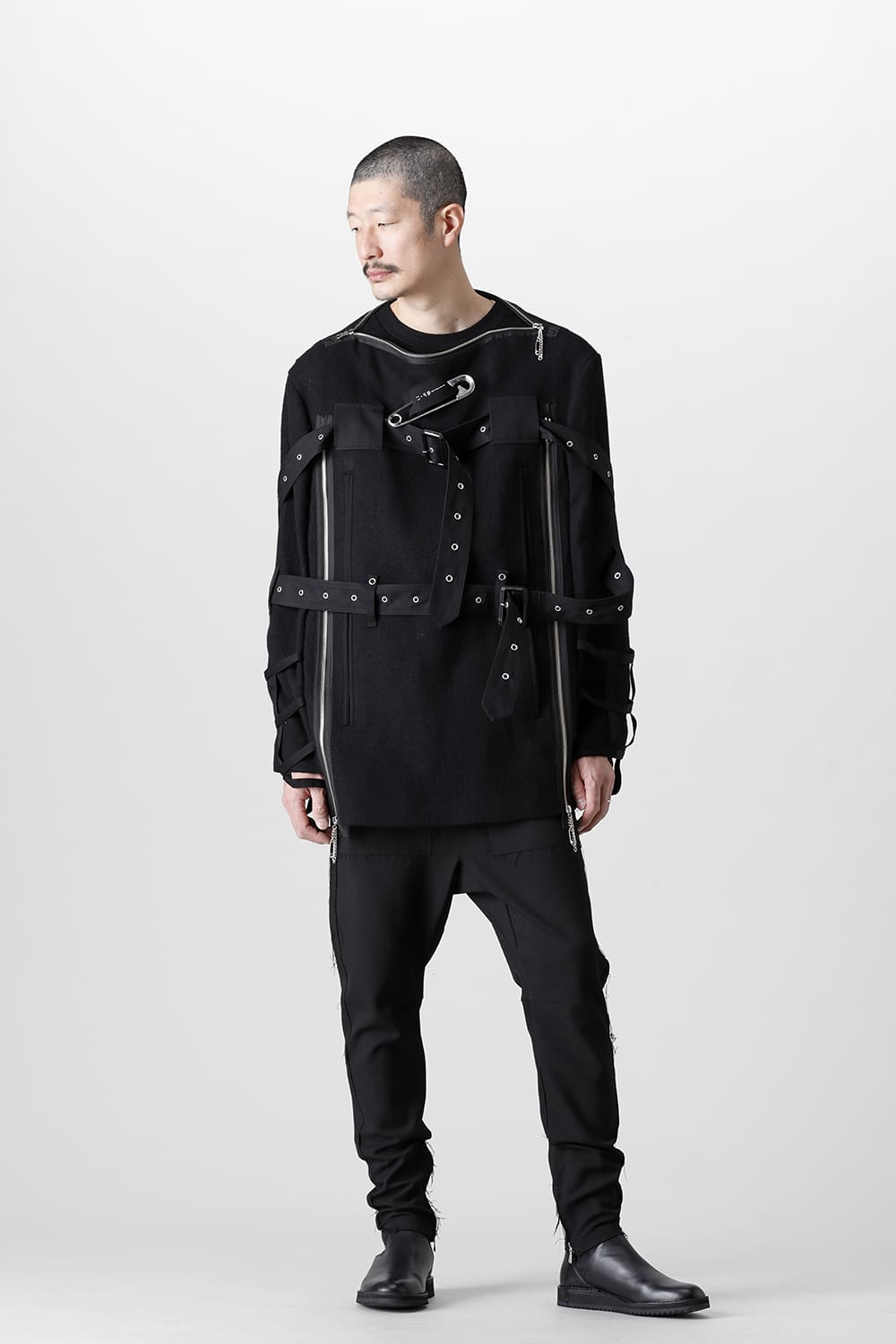 Music Staff Strapped Boat Neck Jacket