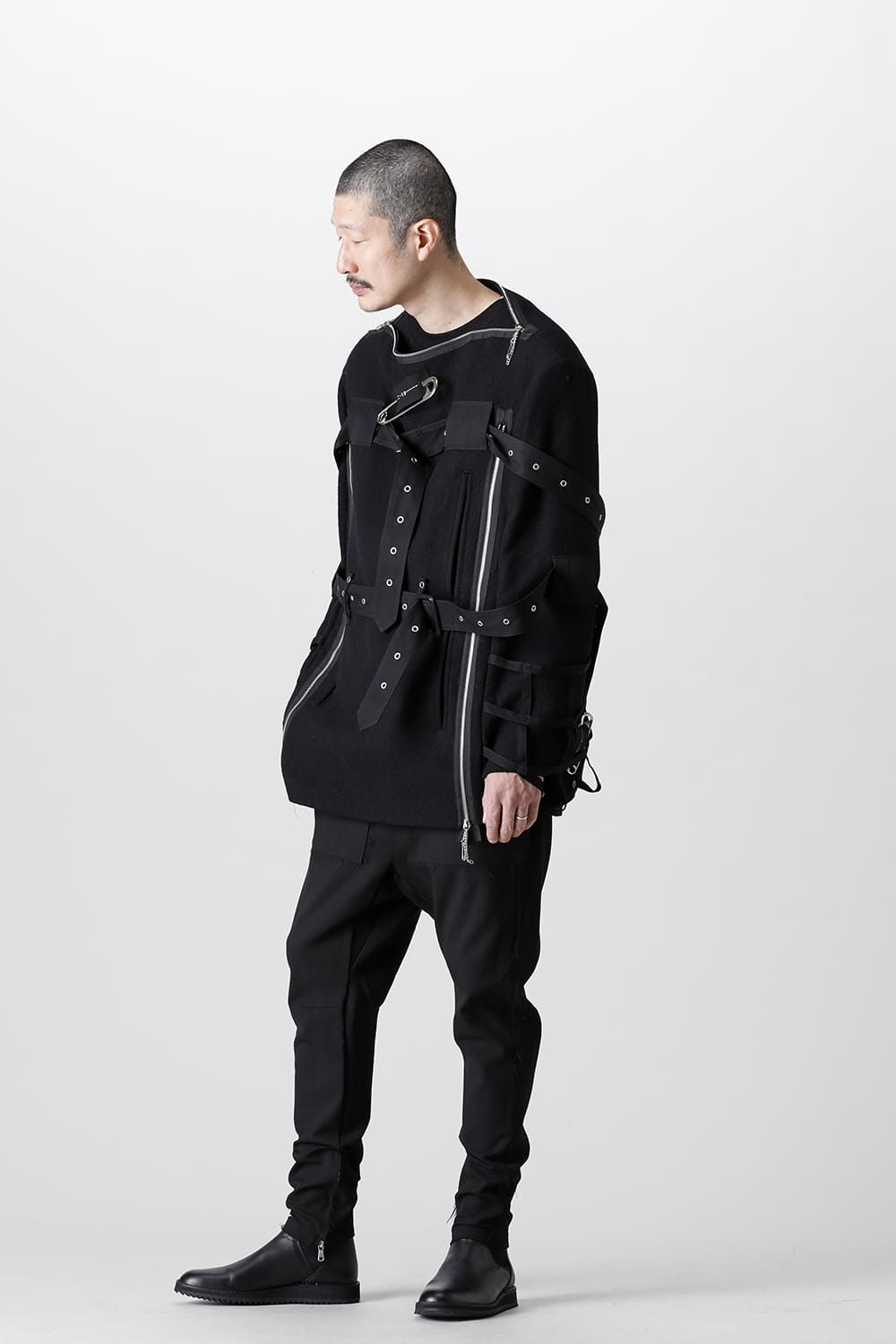 Music Staff Strapped Boat Neck Jacket