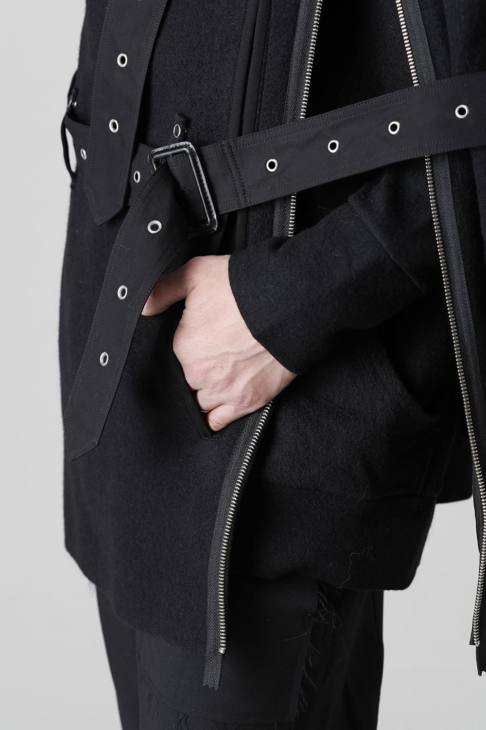 Music Staff Strapped Boat Neck Jacket