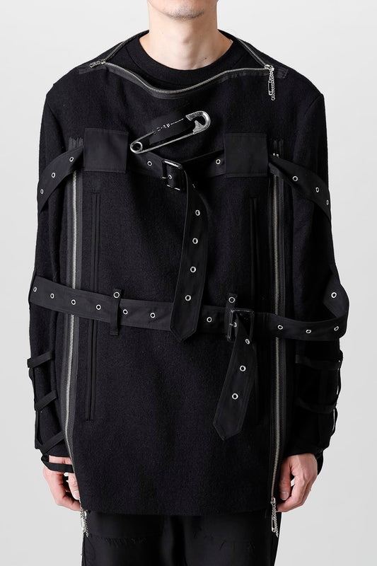 Music Staff Strapped Boat Neck Jacket