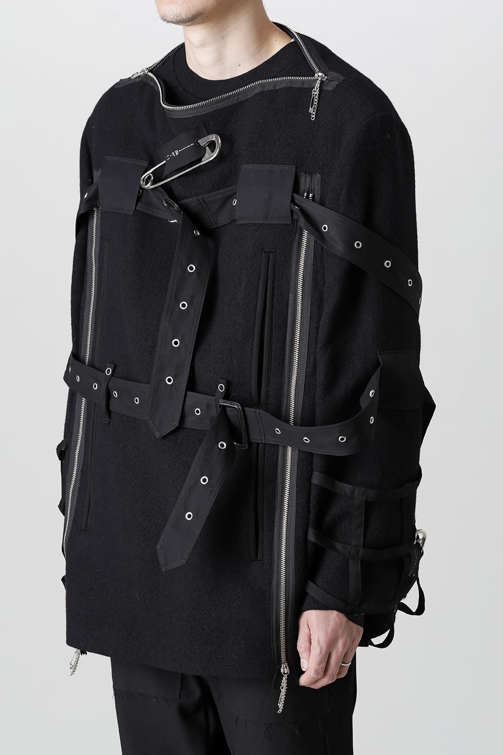 Music Staff Strapped Boat Neck Jacket