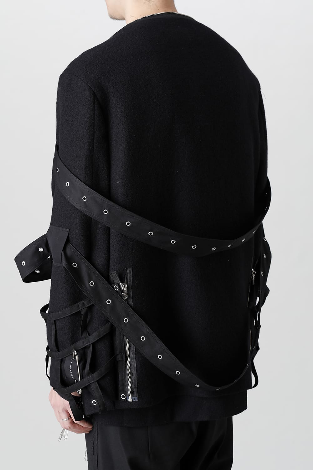 Music Staff Strapped Boat Neck Jacket