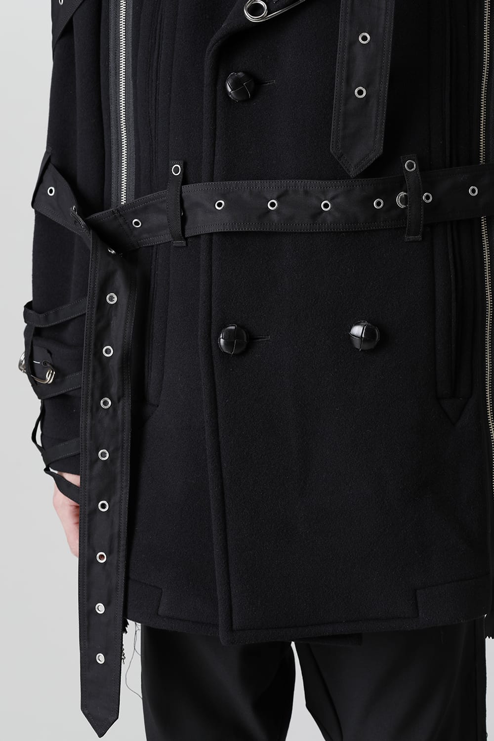 Music Staff Strapped Blanket Pea Coat