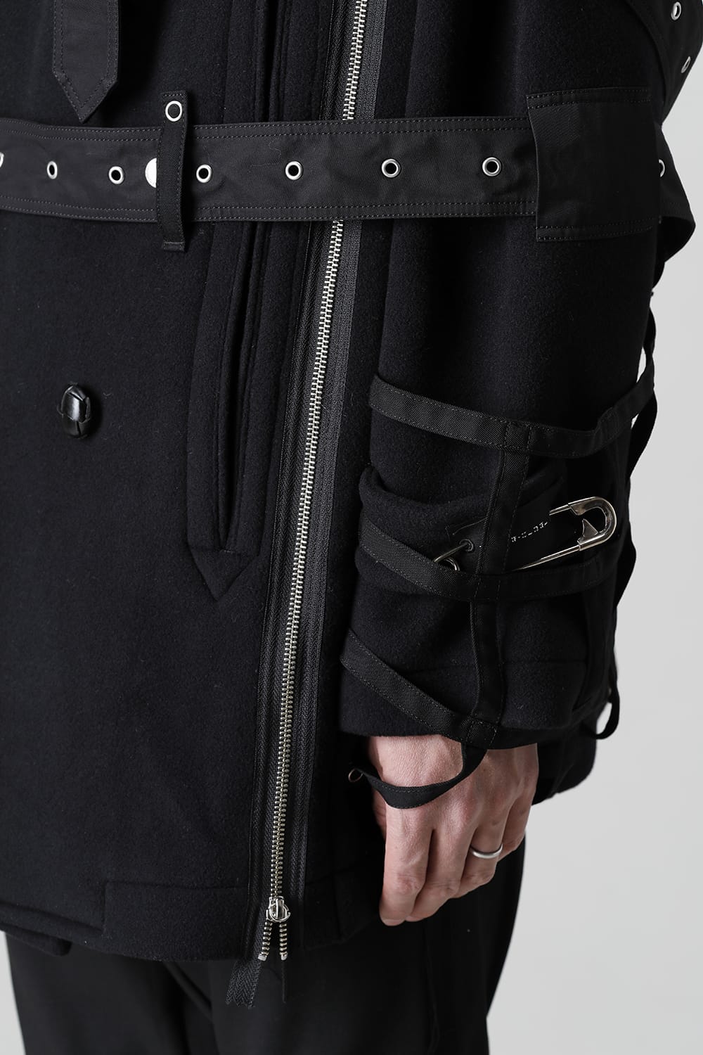 Music Staff Strapped Blanket Pea Coat