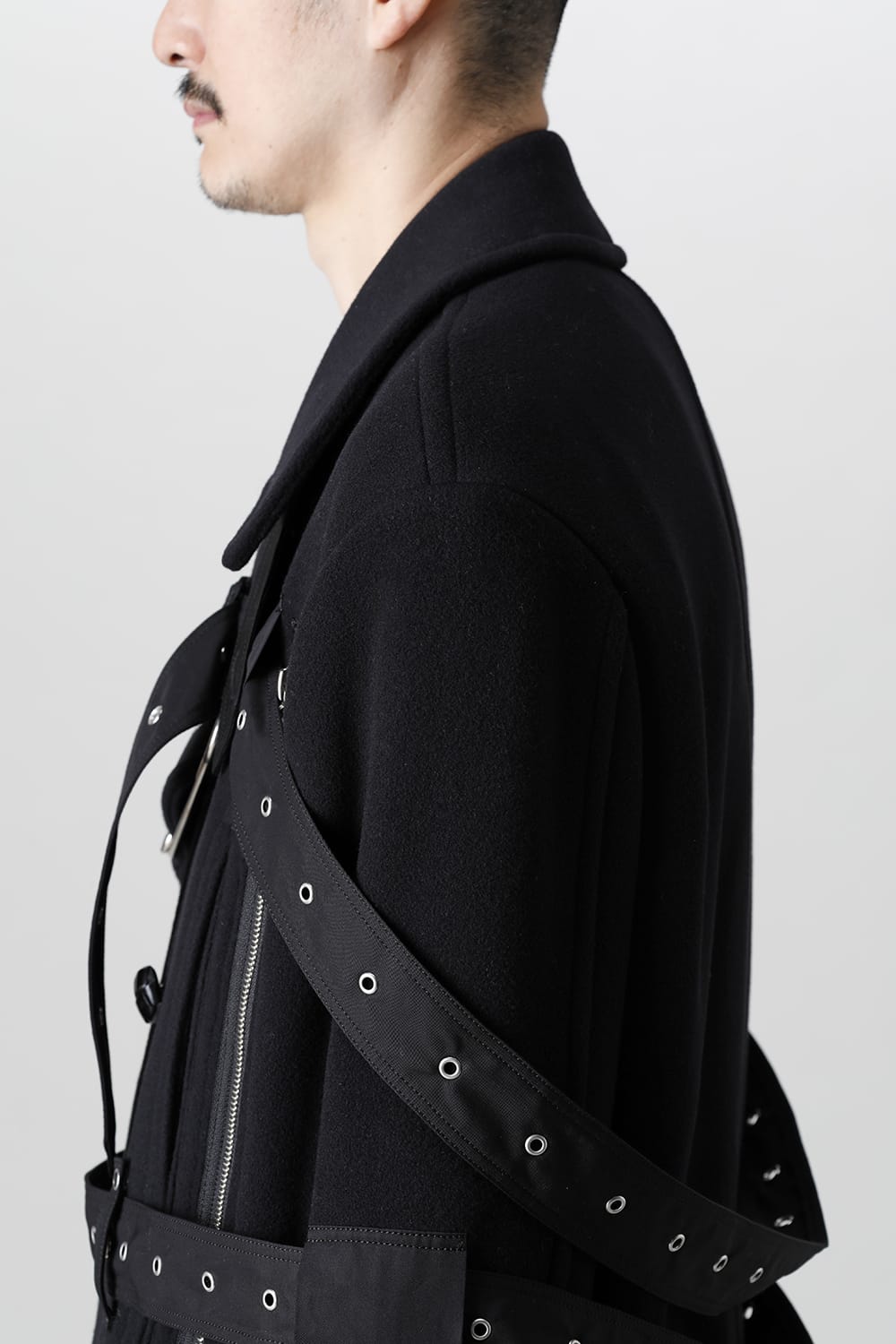 Music Staff Strapped Blanket Pea Coat